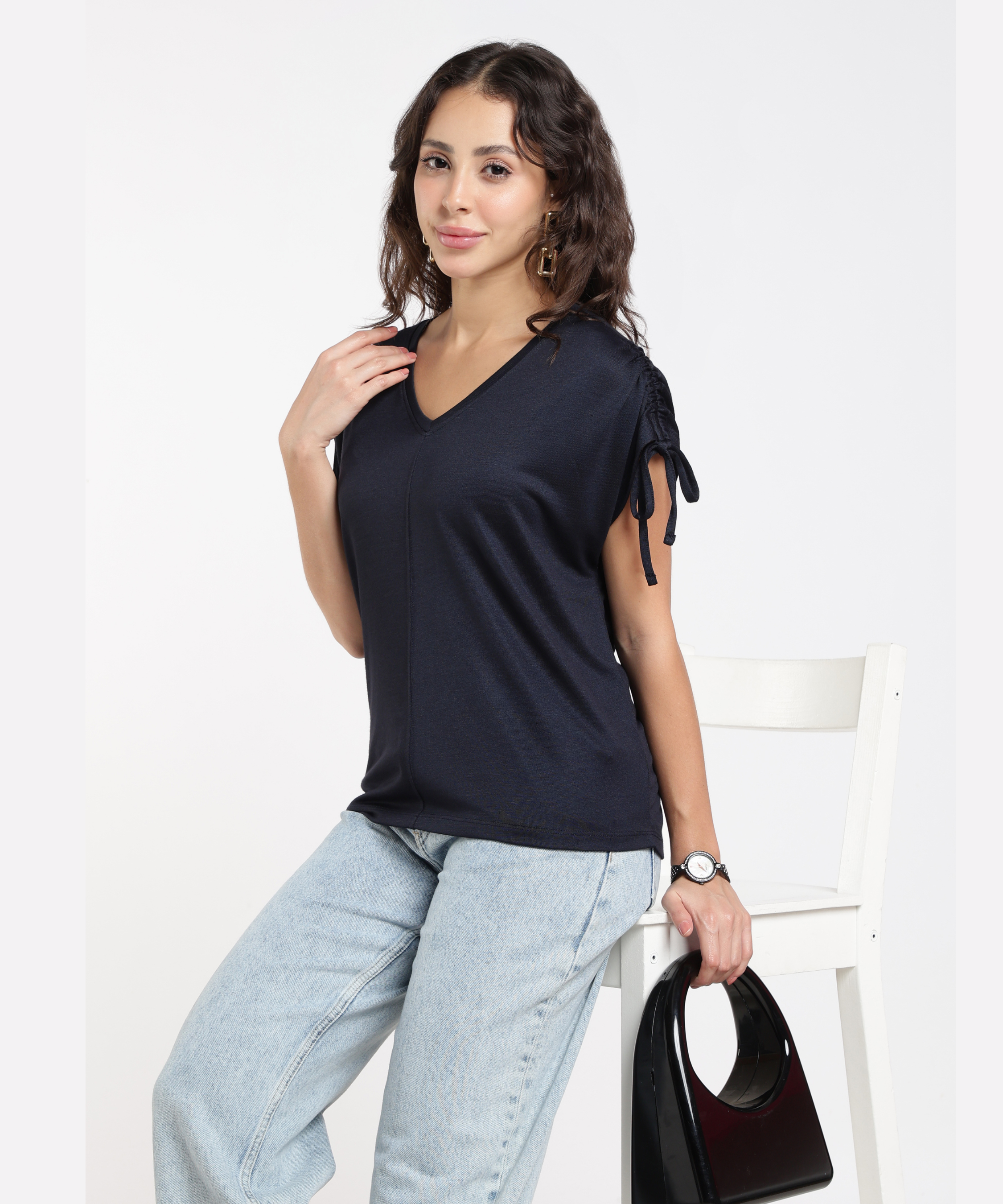 Women’s V-Neck Tie-Sleeve Tee
