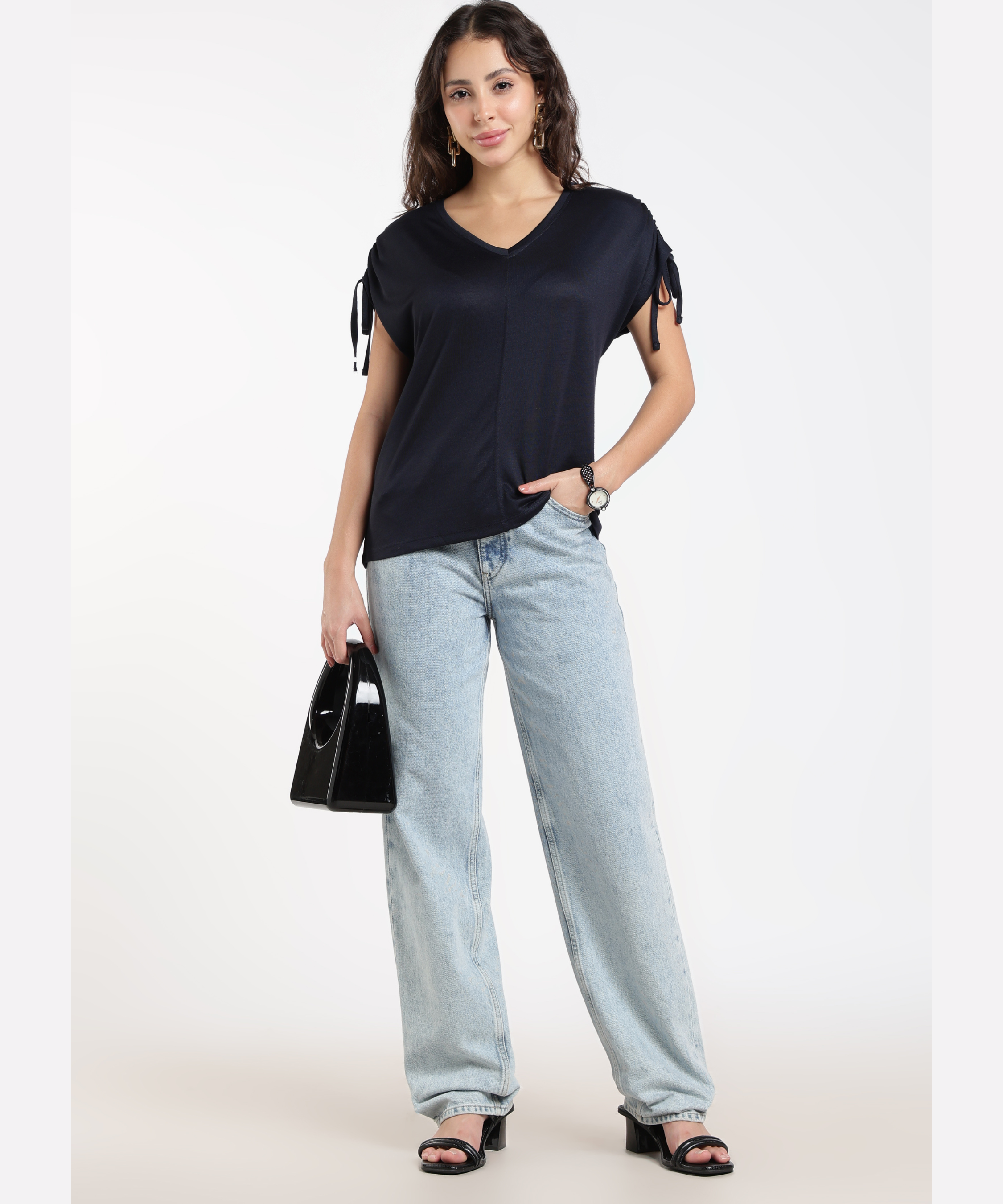 Women’s V-Neck Tie-Sleeve Tee