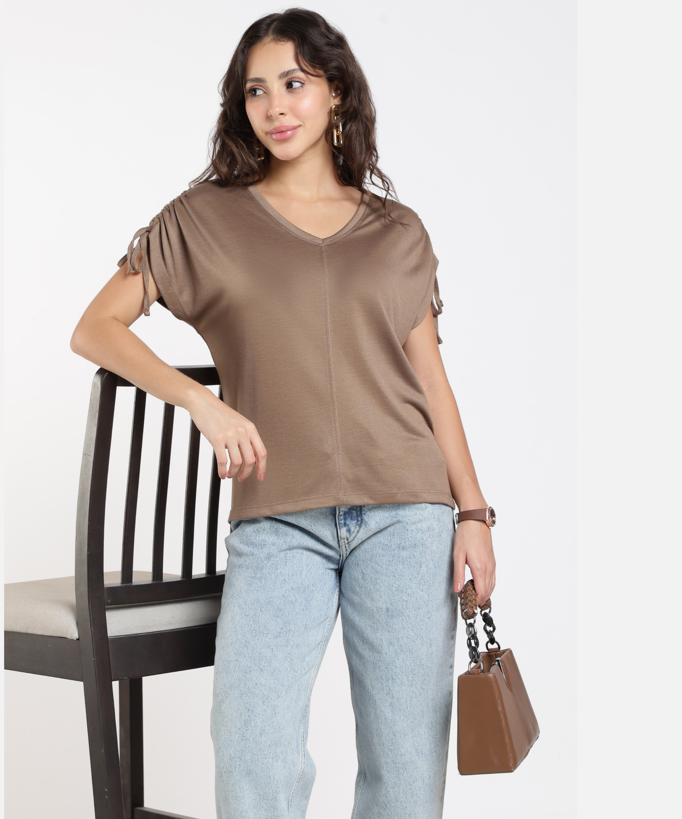 Women’s V-Neck Tie-Sleeve Tee