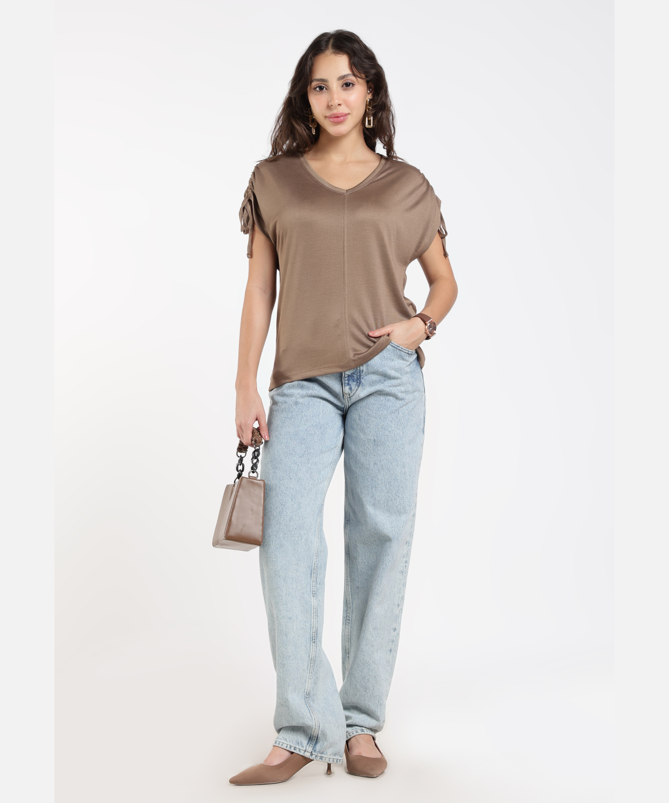 Women’s V-Neck Tie-Sleeve Tee