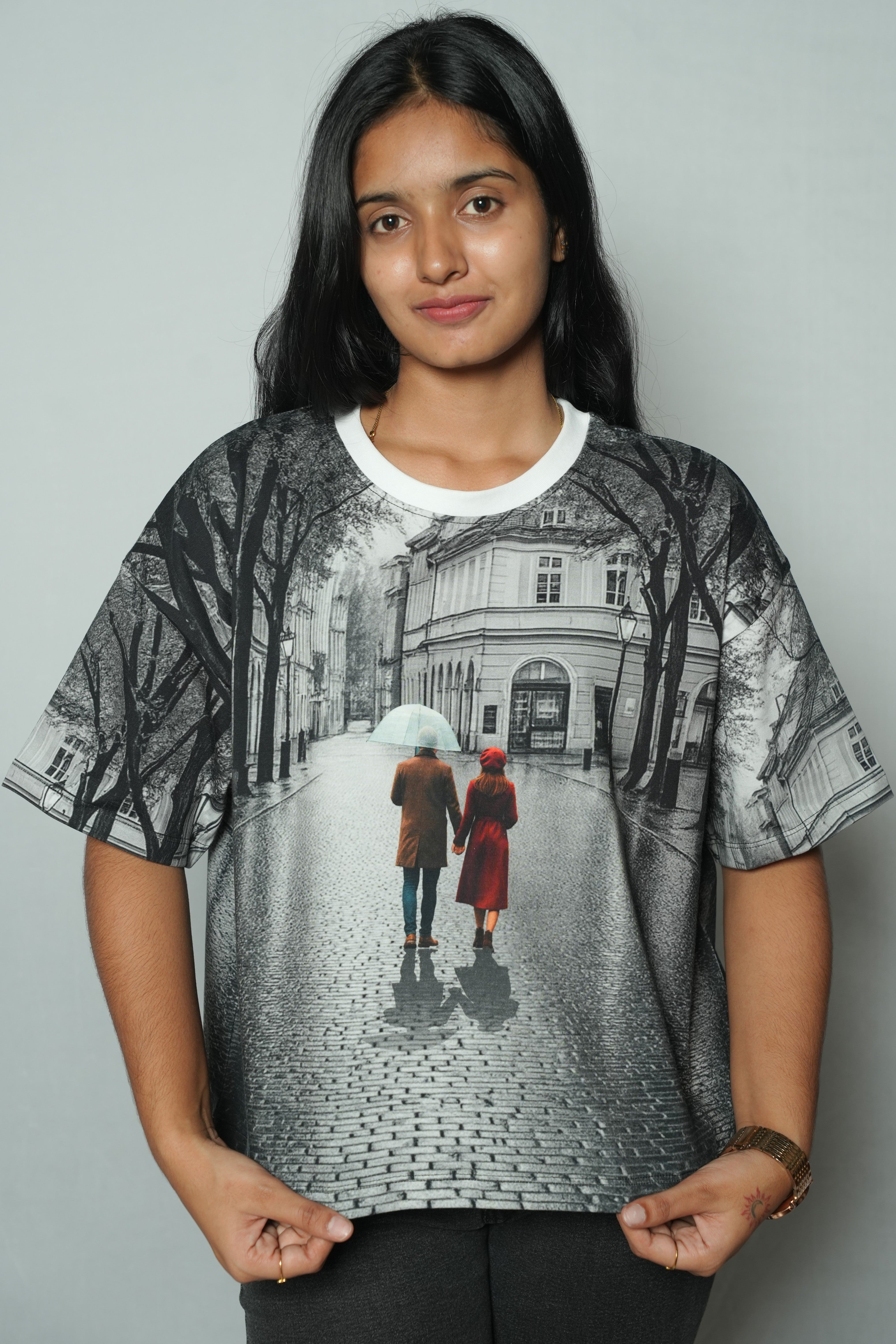 Prebook - Rainy couple - Oversized tee for Women's