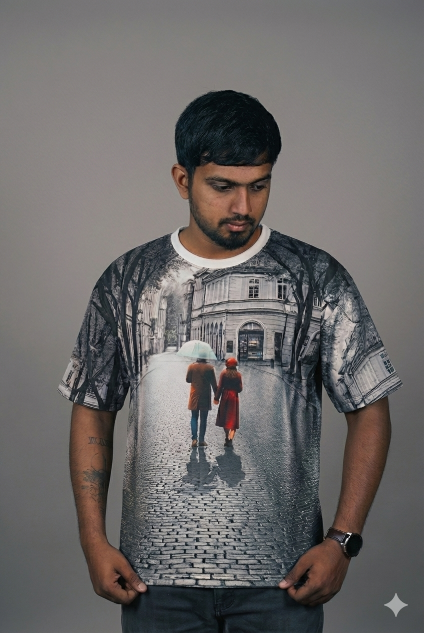 Prebook - Rainy couple - Oversized tee for Men's